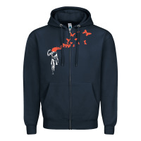 Navy banksy headshot butterfly Zipper Hoodie - ArtChic