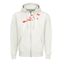 Oatmeal Heather banksy headshot butterfly Zipper Hoodie - ArtChic