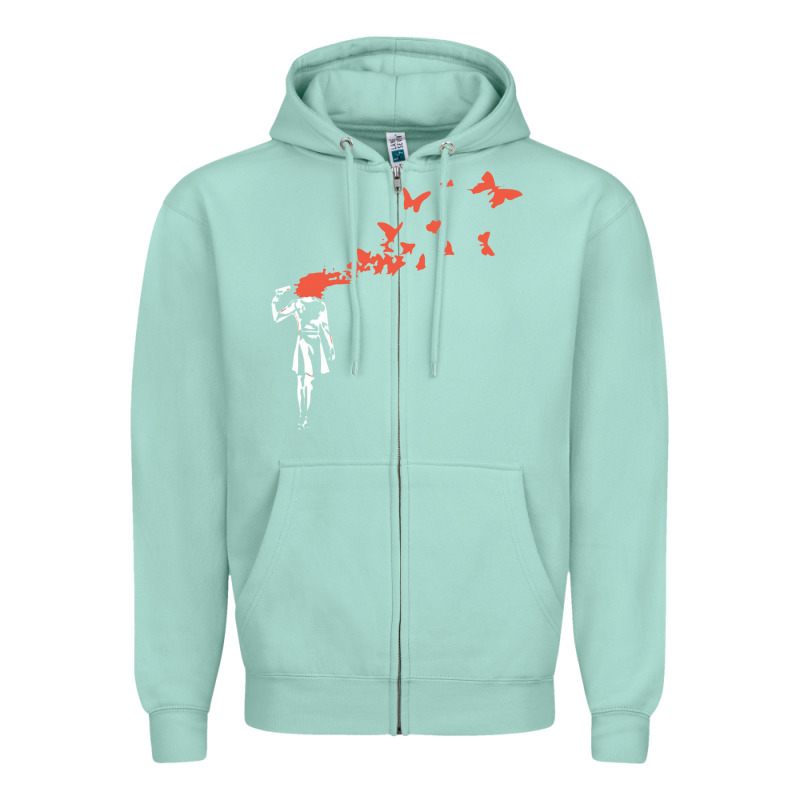 Banksy Headshot Butterfly Zipper Hoodie by ArtChic | Teevron