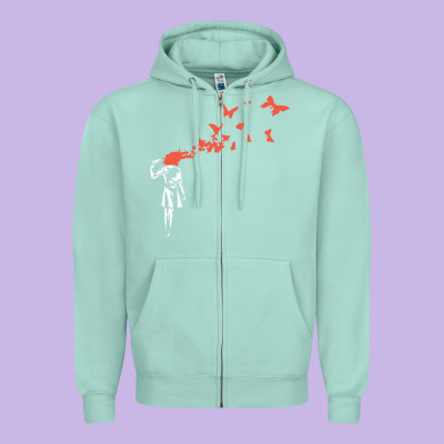 Banksy Headshot Butterfly Zipper Hoodie Designed By Artchic