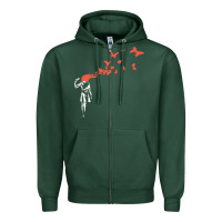 Sports Green banksy headshot butterfly Zipper Hoodie - ArtChic
