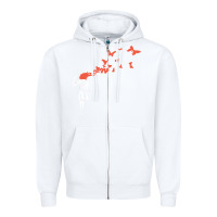 White banksy headshot butterfly Zipper Hoodie - ArtChic
