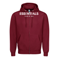 Burgundy fear of god essentials Zipper Hoodie - ArtChic