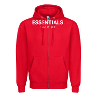 Red fear of god essentials Zipper Hoodie - ArtChic