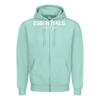 Seafoam fear of god essentials Zipper Hoodie - ArtChic