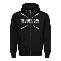 Black slumerican Zipper Hoodie - ArtChic