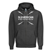 Charcoal Heather slumerican Zipper Hoodie - ArtChic