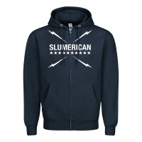Navy slumerican Zipper Hoodie - ArtChic