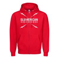 Red slumerican Zipper Hoodie - ArtChic