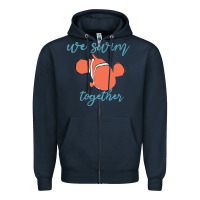 Navy just keep swimming 25 Zipper Hoodie - ArtChic