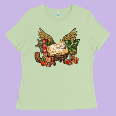 Joy Christmas With Baby Jesus Bbs Ladies Tee Designed By Bundleandbundleshop