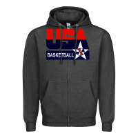 Charcoal Heather usa basketball Zipper Hoodie - ArtChic