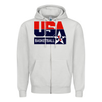 Dove Grey usa basketball Zipper Hoodie - ArtChic