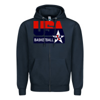 Navy usa basketball Zipper Hoodie - ArtChic