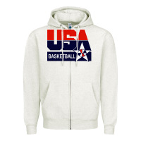 Oatmeal Heather usa basketball Zipper Hoodie - ArtChic