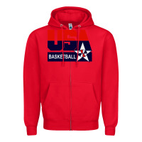 Red usa basketball Zipper Hoodie - ArtChic