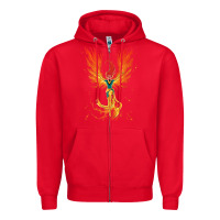 Red X-Men Jean Grey Phoenix Cosmic Flames Zipper Hoodie - ArtChic