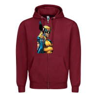 Burgundy wolverine 3 Zipper Hoodie - ArtChic