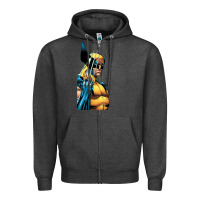 Charcoal Heather wolverine 3 Zipper Hoodie - ArtChic