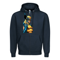 Navy wolverine 3 Zipper Hoodie - ArtChic