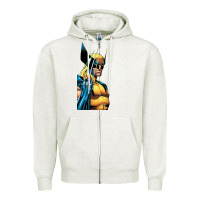 Oatmeal Heather wolverine 3 Zipper Hoodie - ArtChic