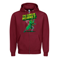 Burgundy the vintage green hornet Zipper Hoodie - ArtChic