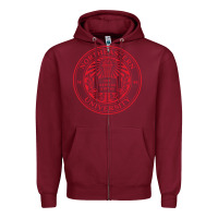 Burgundy Northeastern University Zipper Hoodie - ArtChic
