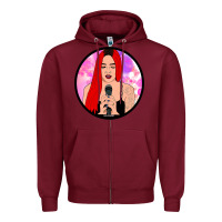 Burgundy red hair girl singing Zipper Hoodie - ArtChic