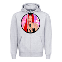 Heather Grey red hair girl singing Zipper Hoodie - ArtChic