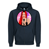 Navy red hair girl singing Zipper Hoodie - ArtChic