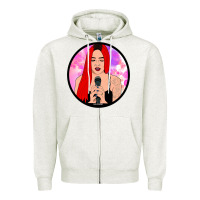 Oatmeal Heather red hair girl singing Zipper Hoodie - ArtChic