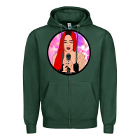 Sports Green red hair girl singing Zipper Hoodie - ArtChic