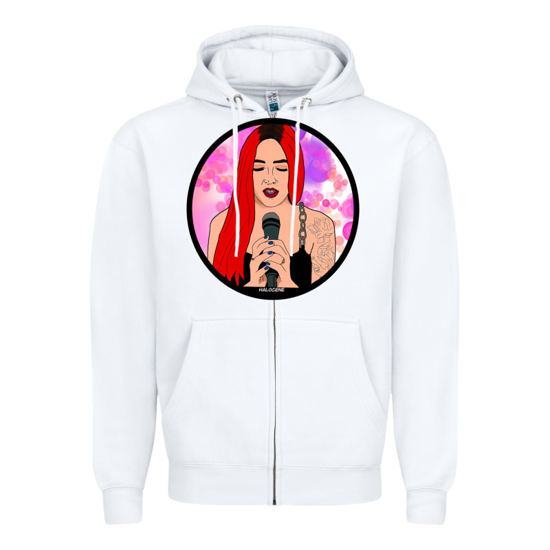 Red Hair Girl Singing Zipper Hoodie by ArtChic | Teevron