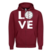 Burgundy girls love volleyball Zipper Hoodie - ArtChic