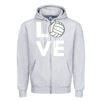 Heather Grey girls love volleyball Zipper Hoodie - ArtChic