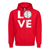 Red girls love volleyball Zipper Hoodie - ArtChic