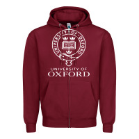 Burgundy oxford university campus Zipper Hoodie - ArtChic