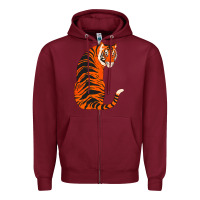 Burgundy tiger Zipper Hoodie - ArtChic