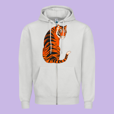 Tiger Zipper Hoodie Designed By Artchic
