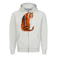 Dove Grey tiger Zipper Hoodie - ArtChic