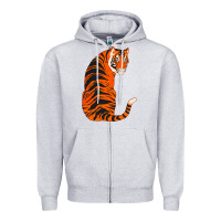 Heather Grey tiger Zipper Hoodie - ArtChic