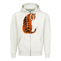 Oatmeal Heather tiger Zipper Hoodie - ArtChic