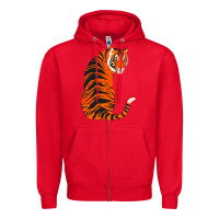 Red tiger Zipper Hoodie - ArtChic