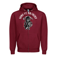 Burgundy horror skull sons of anarchy Zipper Hoodie - ArtChic
