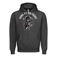 Charcoal Heather horror skull sons of anarchy Zipper Hoodie - ArtChic
