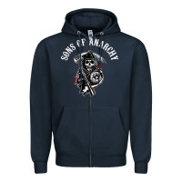 Navy horror skull sons of anarchy Zipper Hoodie - ArtChic