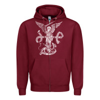 Burgundy st michael archangel catholic angel defend us Zipper Hoodie - ArtChic