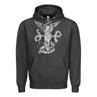 Charcoal Heather st michael archangel catholic angel defend us Zipper Hoodie - ArtChic