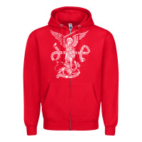 Red st michael archangel catholic angel defend us Zipper Hoodie - ArtChic