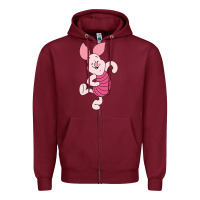 Burgundy piglet Zipper Hoodie - ArtChic
